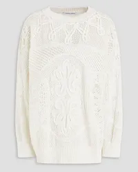 Alberta Ferretti Pointelle-knit cotton sweater - White White