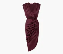 Casela wrap-effect ruched stretch-silk satin dress - Purple