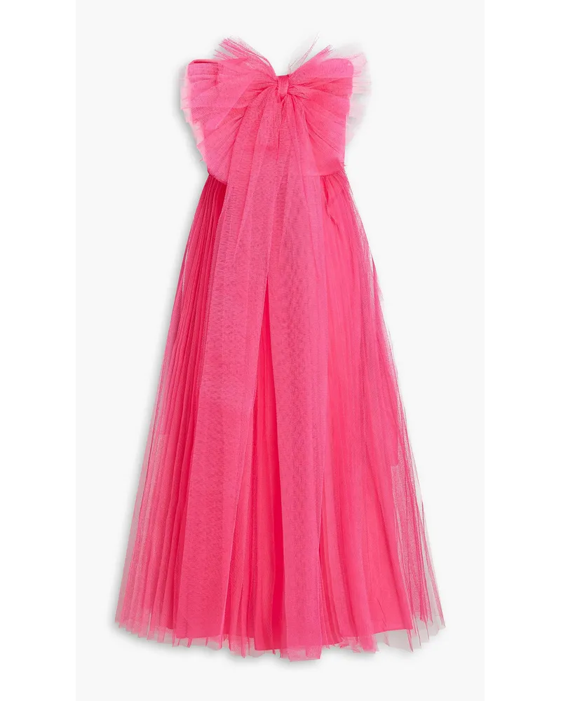 RED Valentino Strapless bow-embellished tulle midi dress - Pink Pink