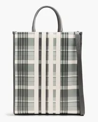 Thom Browne Checked pebbled-leather tote - Green - OneSize Green