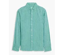Striped linen shirt - Green