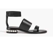 Casati faux pearl-embellished leather sandals - Black