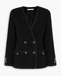 Alessandra Rich Double-breasted checked wool-blend bouclé-tweed jacket - Black Black