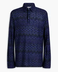 Missoni Crochet-knit polo shirt - Blue Blue