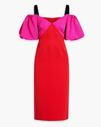 Zac Posen Cold-shoulder two-tone faille dress - Red Red