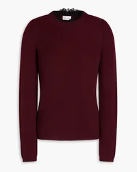 RED Valentino Point d'esprit-trimmed wool sweater - Burgundy Burgundy