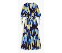 Donrine printed cotton-blend poplin midi dress - Blue