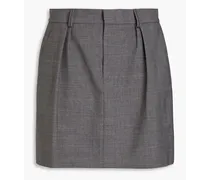 Pleated bead-embellished wool-blend mini skirt - Gray