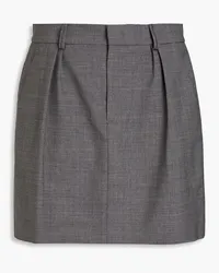 Brunello Cucinelli Pleated bead-embellished wool-blend mini skirt - Gray Gray