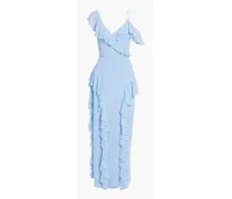 Ruffled crepe gown - Blue