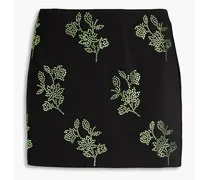 Crystal-embellished floral-print jersey mini skirt - Black
