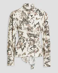 IRO Sakari wrap-effect printed crepe de chine blouse - White White