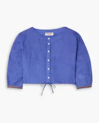 Emporio Sirenuse Jinny Lightwind cropped linen top - Blue Blue