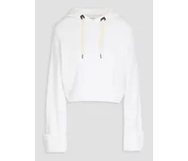 Cropped ribbed cotton hoodie - White