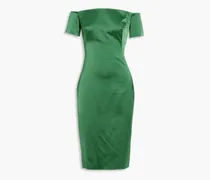 Off-the-shoulder satin-crepe dress - Green