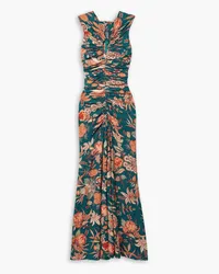 Ulla Johnson Gwynne cutout ruched printed cotton-jersey maxi dress - Blue Blue