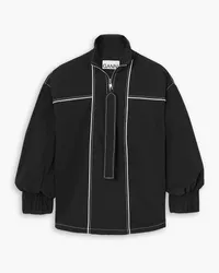 Ganni Cotton-blend crepe jacket - Black Black