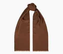 Suzanne frayed silk-jacquard scarf - Brown - OneSize