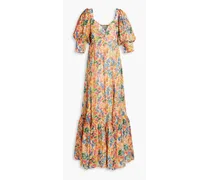 Shirred floral-print crepe maxi dress - Multicolor