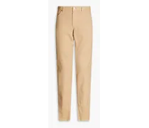 Slim-fit pinstriped linen-blend twill pants - Neutral