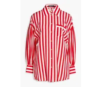 Striped silk crepe de chine shirt - Red