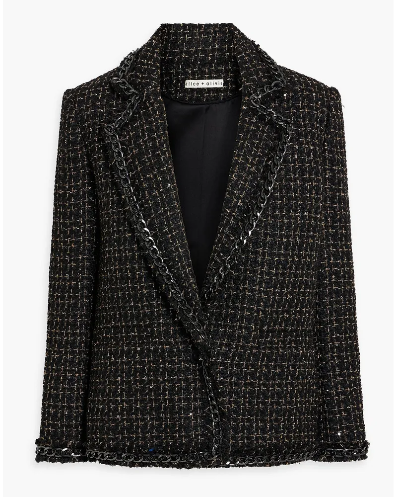 Alice + Olivia Alice Olivia - Shan embellished metallic tweed blazer - Black Black