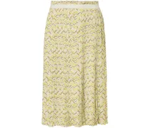 Pleated printed stretch-cady midi skirt - Yellow