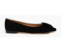 Buckled suede point-toe flats - Black