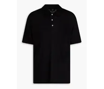 Wool-blend piqué polo shirt - Black