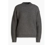 Pointelle-knit turtleneck sweater - Gray
