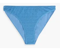 Stretch-jacquard mid-rise bikini briefs - Blue