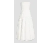 Jaxon strapless cotton-jersey and poplin midi dress - White