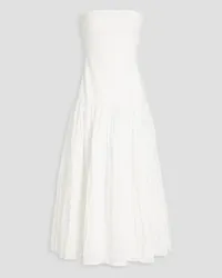 NICHOLAS Jaxon strapless cotton-jersey and poplin midi dress - White White