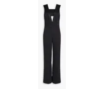 Farah bead-embellished silk-twill jumpsuit - Black