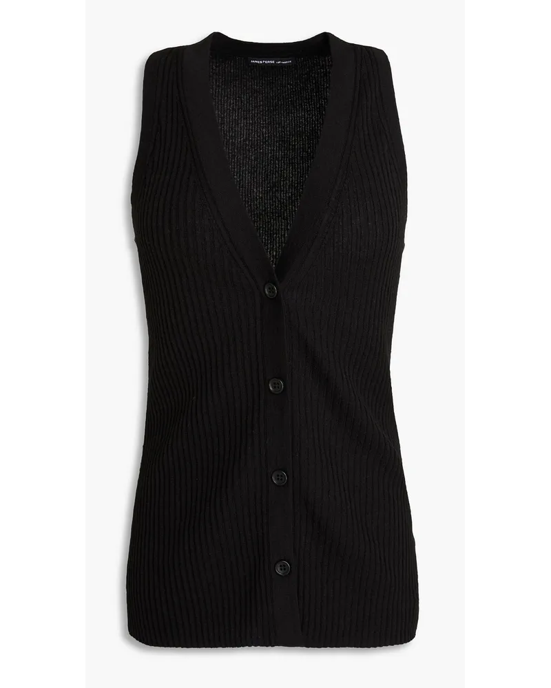 James Perse Ribbed linen-blend vest - Black Black