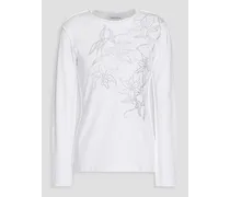 Crystal-embellished cotton-jersey top - White