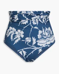 Mara Hoffman Bobbi floral-print ruched high-rise bikini briefs - Blue Blue