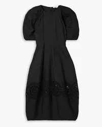 Stella McCartney Broderie anglaise poplin midi dress - Black Black