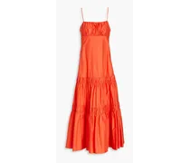 Didi gathered cotton-poplin maxi dress - Orange