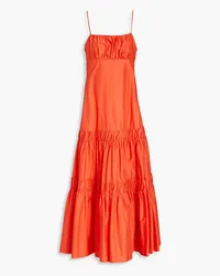 NICHOLAS Didi gathered cotton-poplin maxi dress - Orange Orange