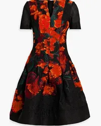 Oscar de la Renta Pleated floral cloqué-jacquard dress - Red Red