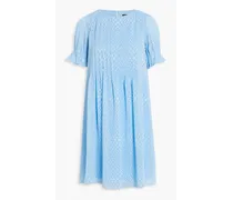 Pintucked fil coupé chiffon mini dress - Blue