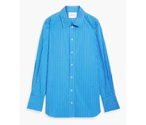 Oversized striped cotton-poplin shirt - Blue