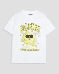 Ganni Printed cotton-jersey T-shirt - White White