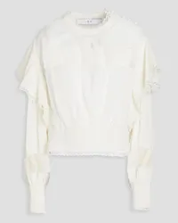 IRO Guipure lace-trimmed crepe blouse - White White