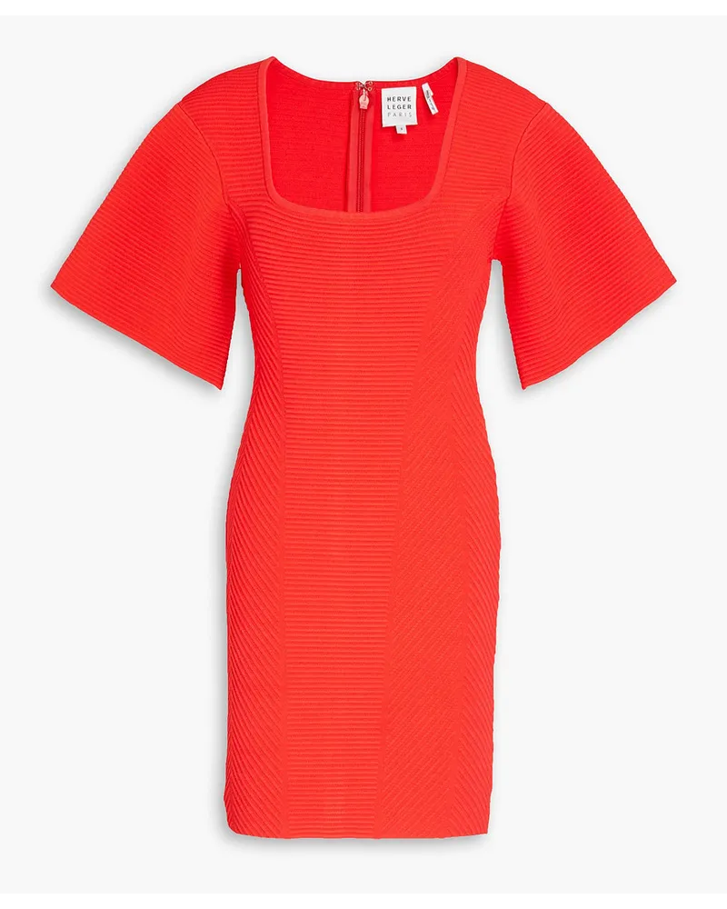Hervé Léger Ribbed-knit mini dress - Red Red