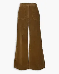 Victoria Beckham Alina cotton-corduroy wide-leg pants - Brown Brown