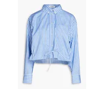 Tamara cropped striped cotton-poplin shirt - Blue