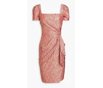 Wrap-effect metallic cloqué-jacquard dress - Pink