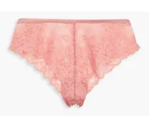 Scalloped metallic lace mid-rise briefs - Pink